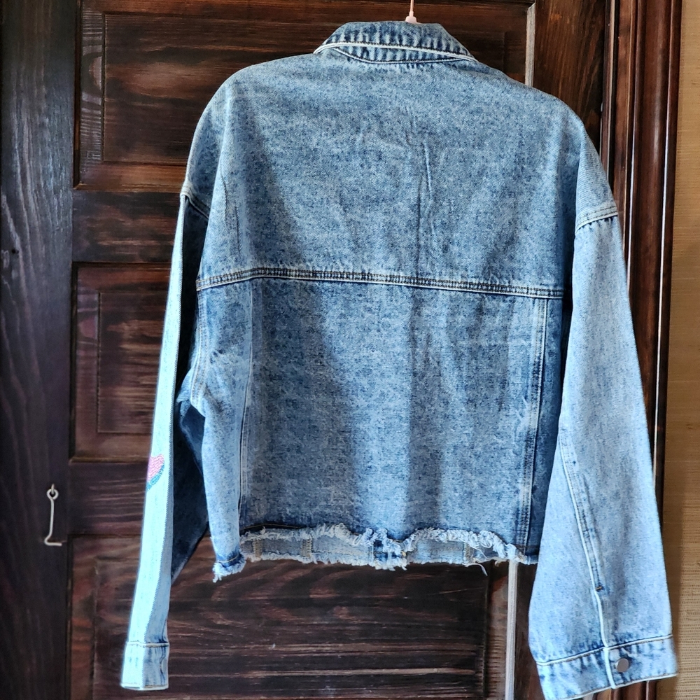 PEACH LOVE CALIFORNIA Oversized Denim Jacket Sequin Cowboy Boots - Picture 8 of 12